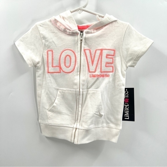 NWT LIMITED Girl's White & Pink Short Sleeve Zip Up Sweater Size 4T - Picture 1 of 11